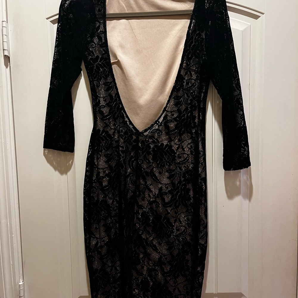 Black/nude lace velvet Dress